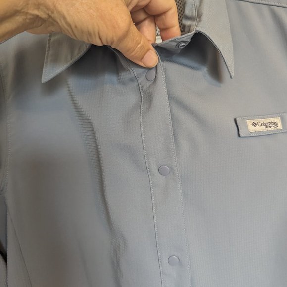 Columbia PFG Long Sleeve SNAP UP Quick Dry Shirt | M | Slate Blue / Gray | EUC - Picture 6 of 12